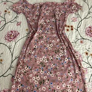 Floral Pink Off-Shoulder Dress